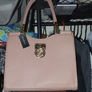 Bebe Blush Satchel with Gold Accents